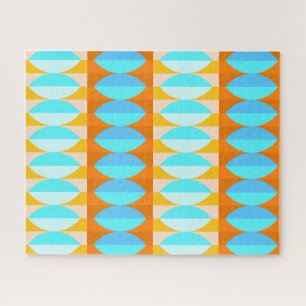 Puzzle Motif turquoise bleu orange jaune coloré