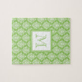 Puzzle Motif vert 1 de damassé avec le monogramme (Horizontal)