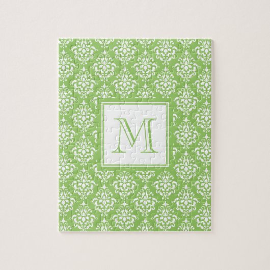 Puzzle Motif vert 1 de damassé avec le monogramme (Vertical)