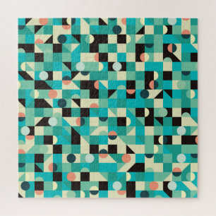 Puzzle motif vintage avec triangles et cercles.