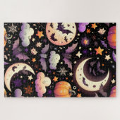 Puzzle Motif Whimsical Halloween Night Sky (Horizontal)