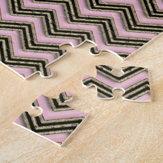 Puzzle Motif Zigzag noir et rose (Côté)