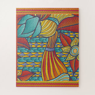 Puzzle Motifs contemporains Rouge, Or, Blues