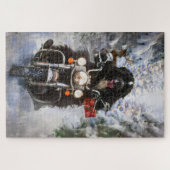 Puzzle Moto à chiens de Terre-Neuve Noël (Horizontal)