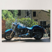 Puzzle Moto bleue en Valbonne France (Horizontal)