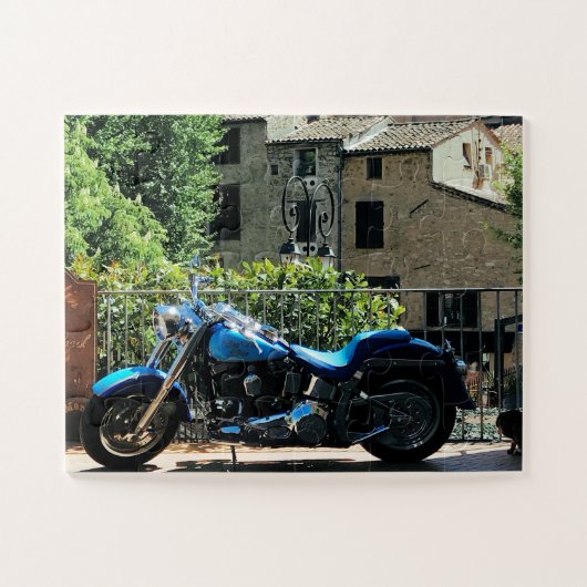 Puzzle Moto bleue en Valbonne France (Horizontal)