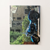 Puzzle Moto bleue en Valbonne France (Vertical)