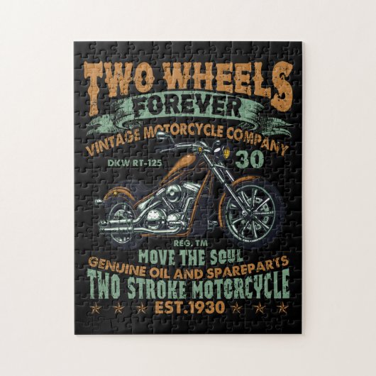 Puzzle Motorcycle Two Wheels Forever Vintage (Vertical)