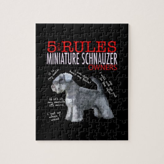 Puzzle Mouchoir |5 Rules For Miniature Schnauzer Owners (Vertical)