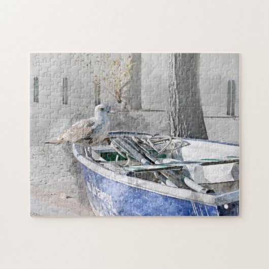 Puzzle Mouette sur l'aquarelle de bateau (Horizontal)