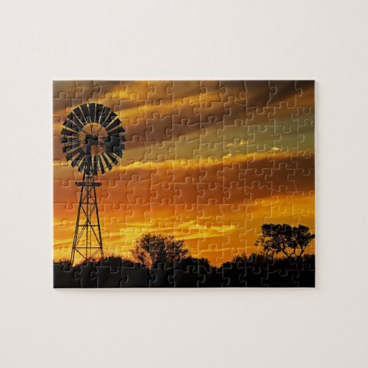 Puzzle Moulin à vent et coucher de soleil, William Creek, (Horizontal)