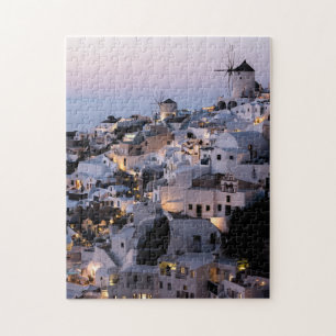 Puzzle Moulin à vent Grèce Santorin Maisons d'été Mer Puz