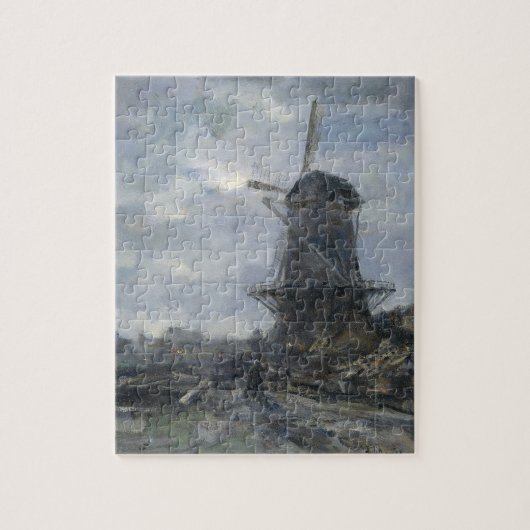 Puzzle Moulin à vent néerlandais dans le clair de lune (Vertical)