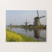 Puzzle Moulins à vent le long du canal à Kinderdijk (Horizontal)