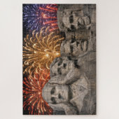 Puzzle Mount Rushmore Humor with Fireworks (Vertical)