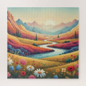 Puzzle Mountain Dreamscape: Valley of Vibrant Bloom (Vertical)