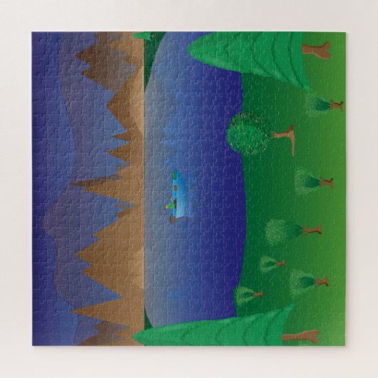 Puzzle "Mountain Lake Fishing Trip" (Vertical)