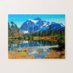 Puzzle Mountain Sky Lake Photo Pittoresque