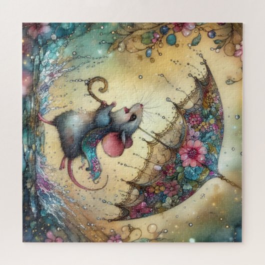 Puzzle Mouse mignonne Whimsical Spring Nature (Horizontal)