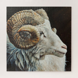 Puzzle Mouton blanc de Ram islandais aux cornes