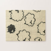 Puzzle Mouton blanc et noir sur Arrière - plan crème (Horizontal)