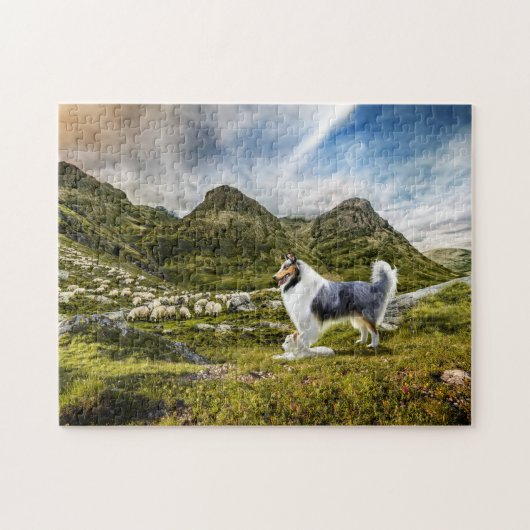Puzzle Mouton Hercule Bleu Merle Rough Collie - (Horizontal)