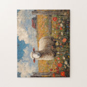 Puzzle Moutons dans un champ Fleur sauvage Ferme rustique (Vertical)