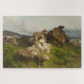 Puzzle Moutons dans un pré (par August Friedrich Schenck) (Horizontal)