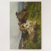 Puzzle Moutons dans un pré (par August Friedrich Schenck) (Vertical)
