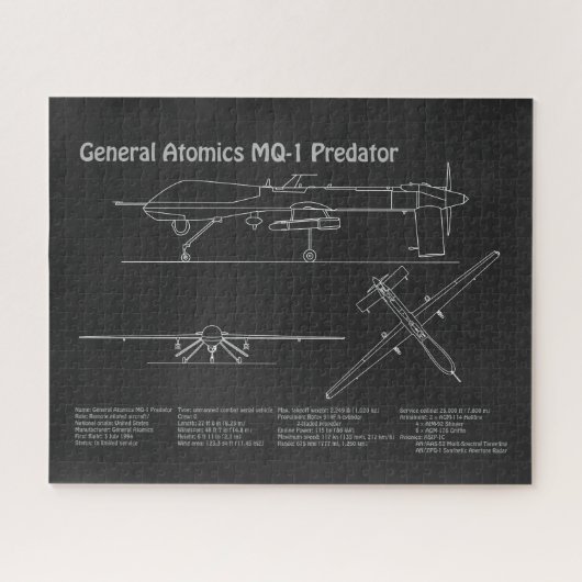 Puzzle MQ-1 Predator UAV - Plan directeur de l'avion PD (Horizontal)