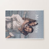 Puzzle Mr & Mrs add family name photo date wedding family (Horizontal)