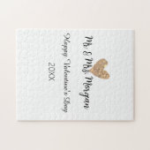 Puzzle Mr & Mrs name happy Valentine's day gold heart  (Horizontal)