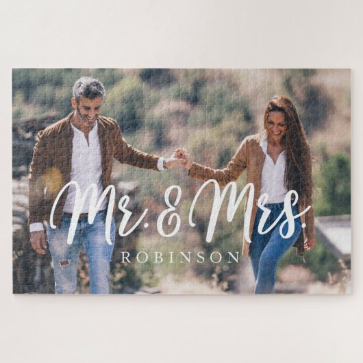 Puzzle Mr & Mrs Newlywed Custom Full Photo (Horizontal)