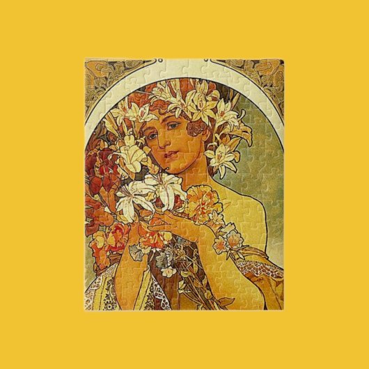 Puzzle Mucha Art Nouveau femme avec lis