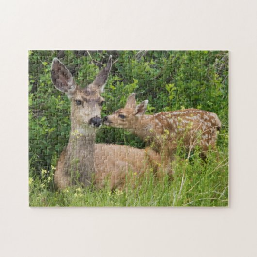 Puzzle Mule Deer Doe avec Fawn (Horizontal)