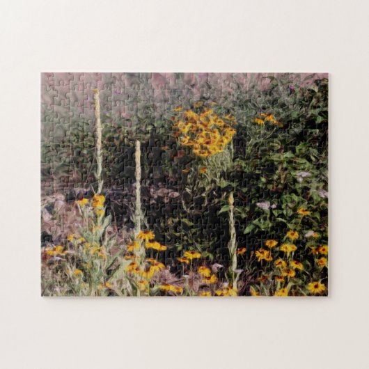 Puzzle Mulleins Black Eyed Susan Flower Art (Horizontal)