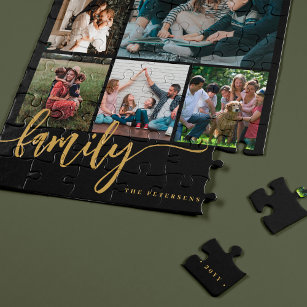 Puzzle Multi photo collage famille script moderne keepsar