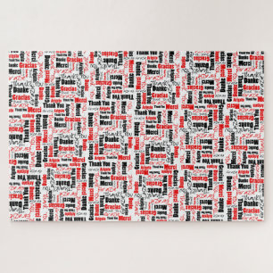 Puzzle Multilingual Typography Thank You Red Black