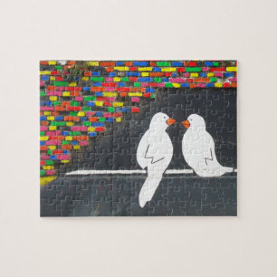 Puzzle mur d'oiseau de brique : mur de graffiti
