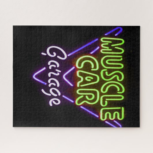 Puzzle Museau Garage Neon Signal bleu vert (Horizontal)