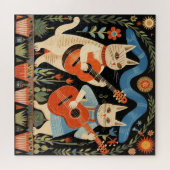 Puzzle Musical Cats Folk Art (Horizontal)