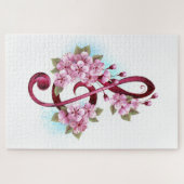 Puzzle Musical treble clef notes with sakura flowers (Horizontal)