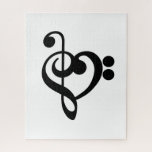 Puzzle Musicien Coeur de musique - Treble Bass Clef<br><div class="desc">Treble Bass Clef Heart - design de ventilateur de musique. L'art de la silhouette noire - J'aime le symbole musical pour tous les musiciens. OEuvre simple et minimaliste pour inspirer et express un amour de la musique. > Utilisez pour l'appréciation de l'enseignant, les récitals musicaux ou le prix de l'élève,...</div>