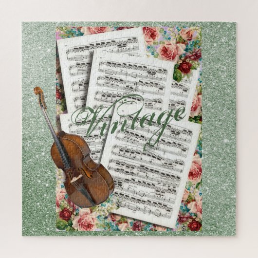 Puzzle Musique vintage & Fleurs (Vertical)