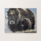 Puzzle Musk Ox with Calf (Horizontal)