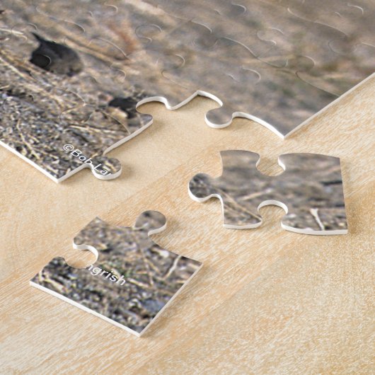 Puzzle Mustang Mare et poulain debout avec les oiseaux (Côté)