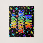 Puzzle "MYA" Prénom, Amusant "HEUREUX ANNIVERSAIRE" (Vertical)