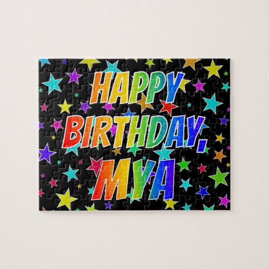 Puzzle "MYA" Prénom, Fun "Joyeux Anniversaire" (Horizontal)