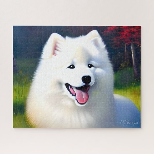 Puzzle MySamoyed Idea Cadeau Personnalisé Cute Samoyed (Horizontal)