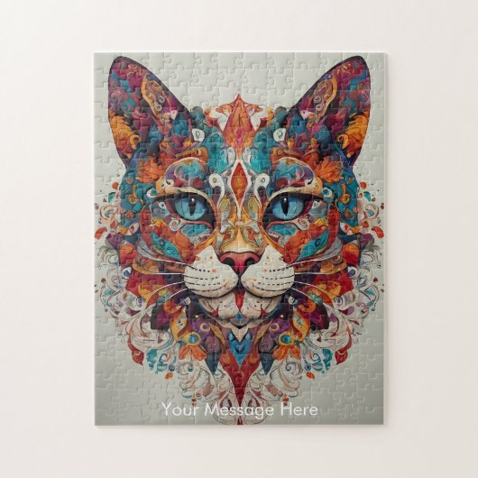 Puzzle Mystic Boho Feline Chat Mandala (Vertical)